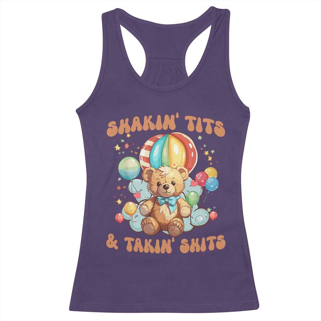 Shakin' Tits and Takin' Shits Racerback Tank Top Naughty Funny Inappropriate TS10 Purple Print Your Wear