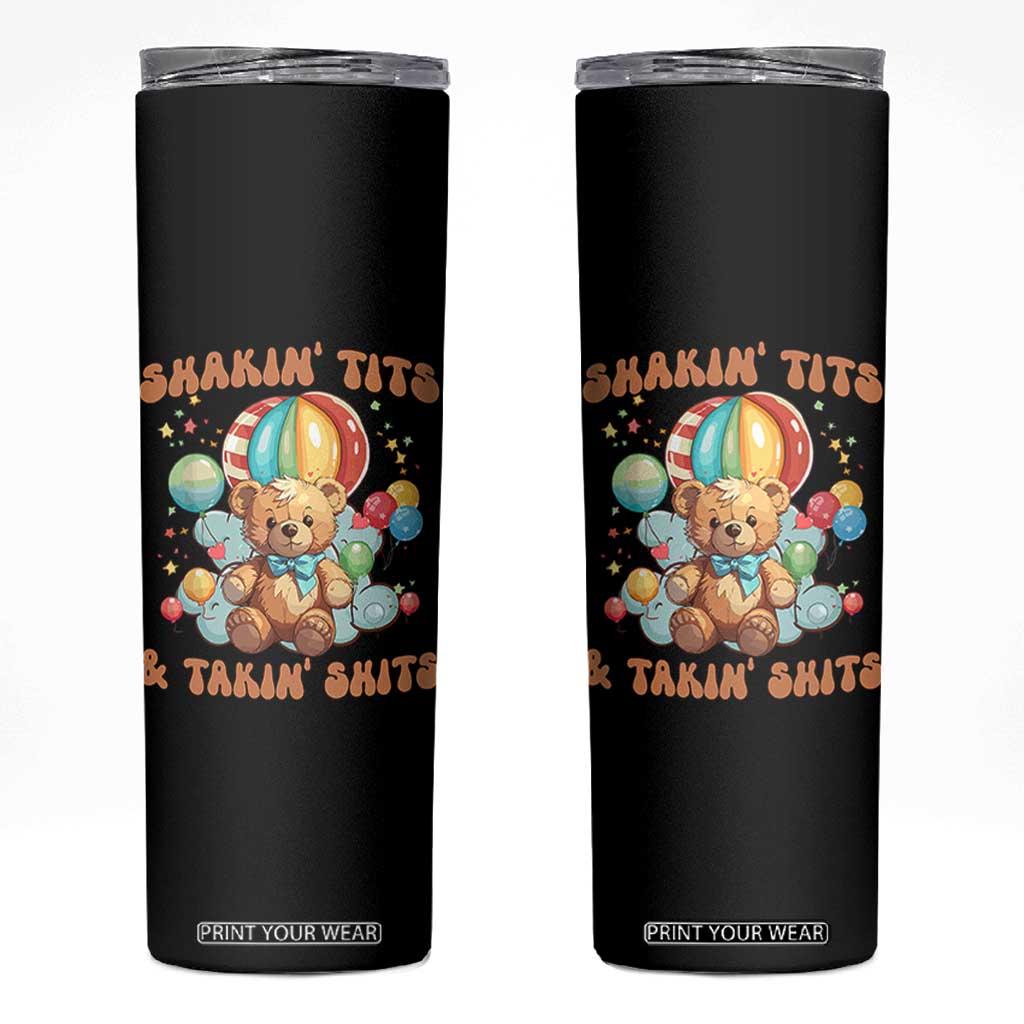 Shakin' Tits and Takin' Shits Skinny Tumbler Naughty Funny Inappropriate TS10 Black Print Your Wear