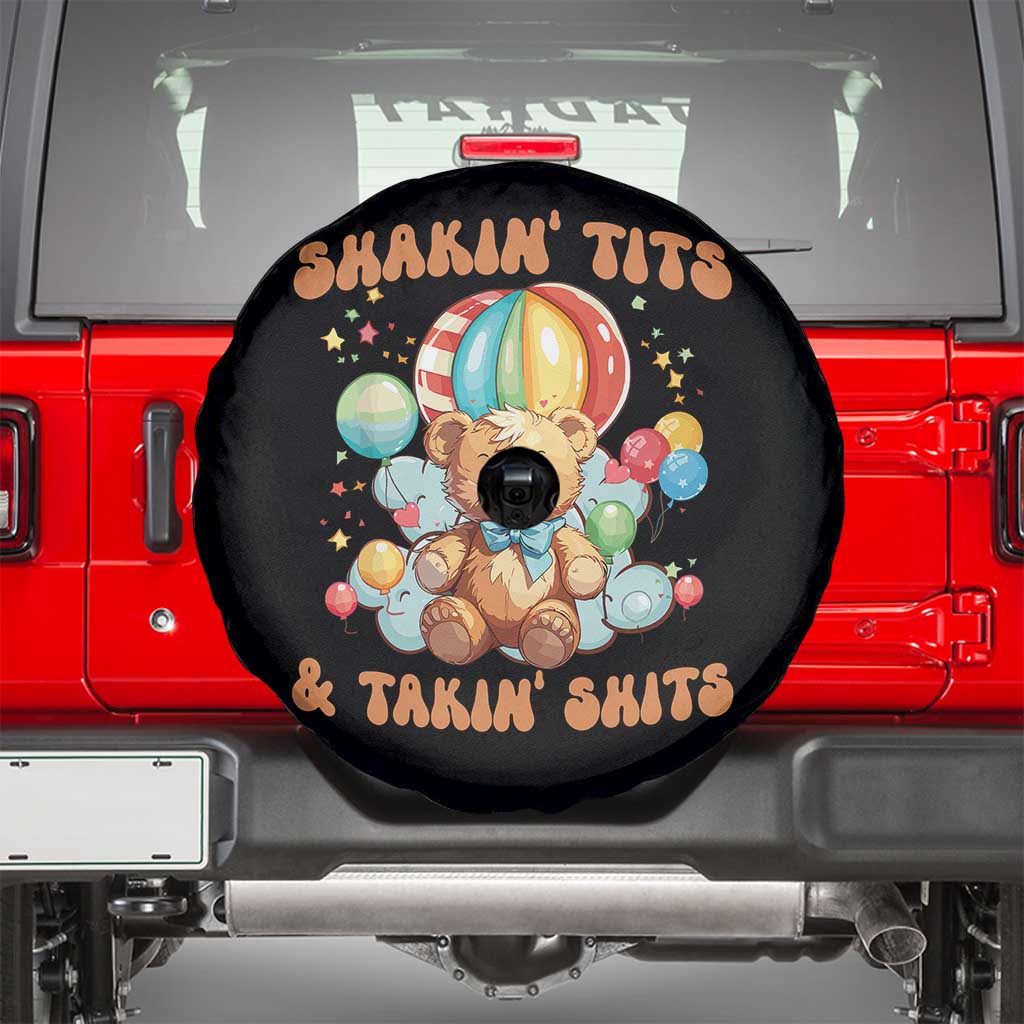Shakin' Tits and Takin' Shits Spare Tire Cover Naughty Funny Inappropriate TS10 Black Print Your Wear