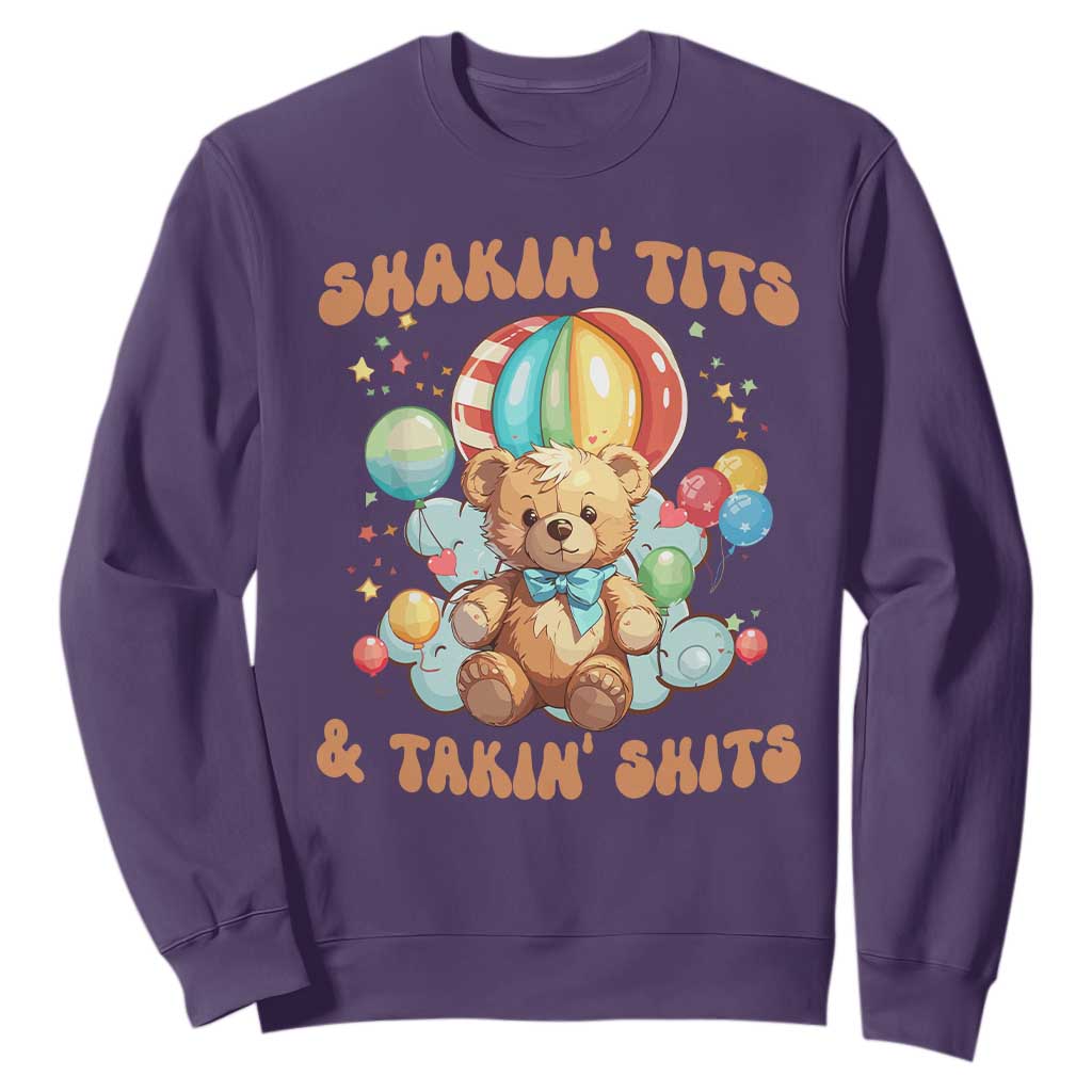 Shakin' Tits and Takin' Shits Sweatshirt Naughty Funny Inappropriate TS10 Purple Print Your Wear
