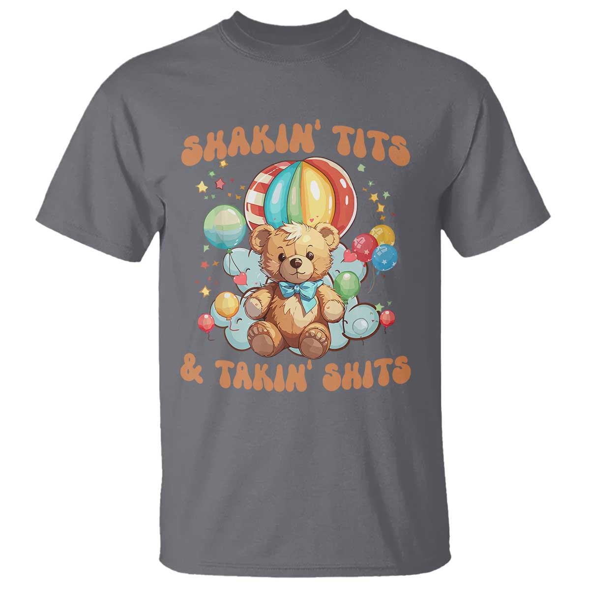 Shakin' Tits and Takin' Shits T Shirt Naughty Funny Inappropriate TS10 Charcoal Print Your Wear