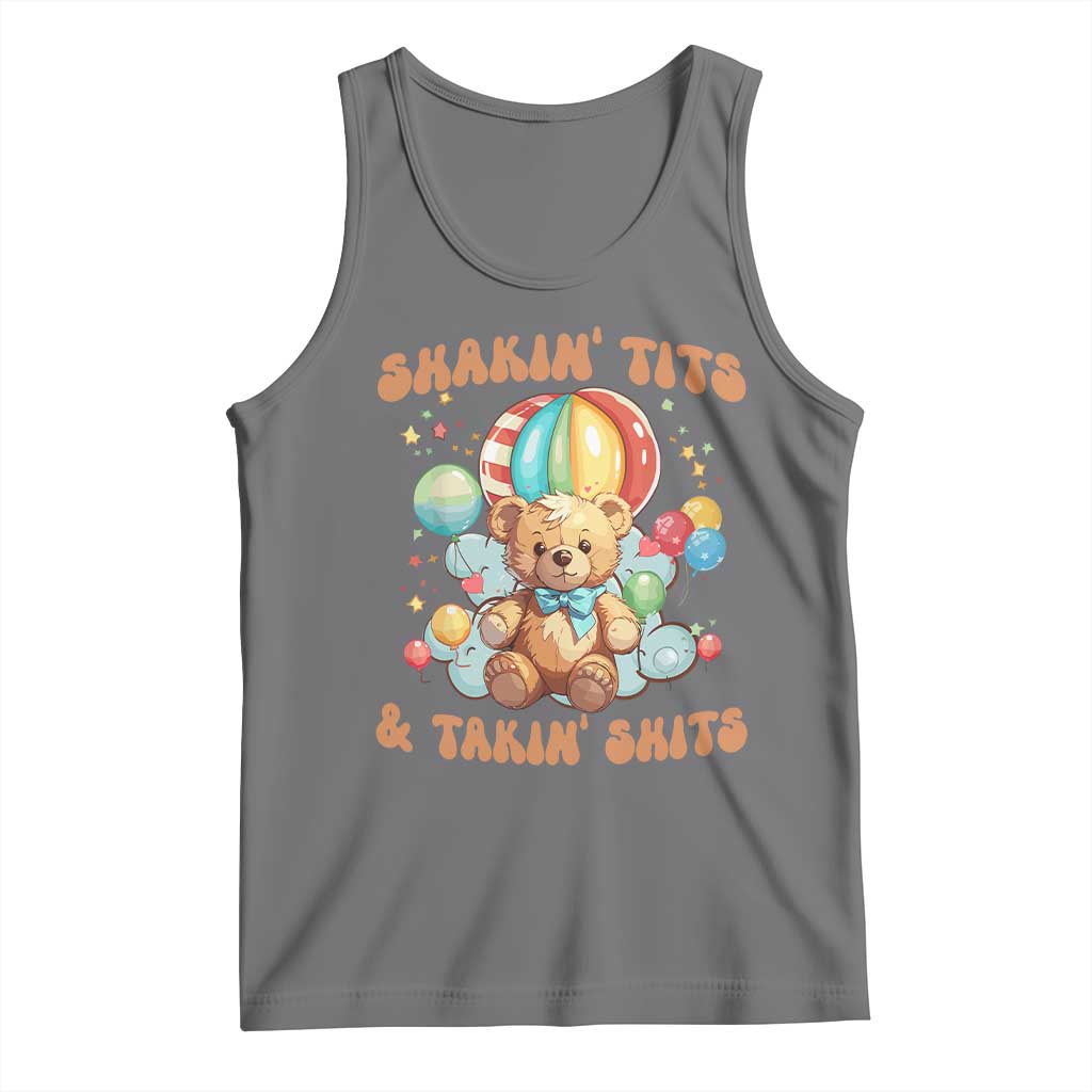 Shakin' Tits and Takin' Shits Tank Top Naughty Funny Inappropriate TS10 Black Heather Print Your Wear