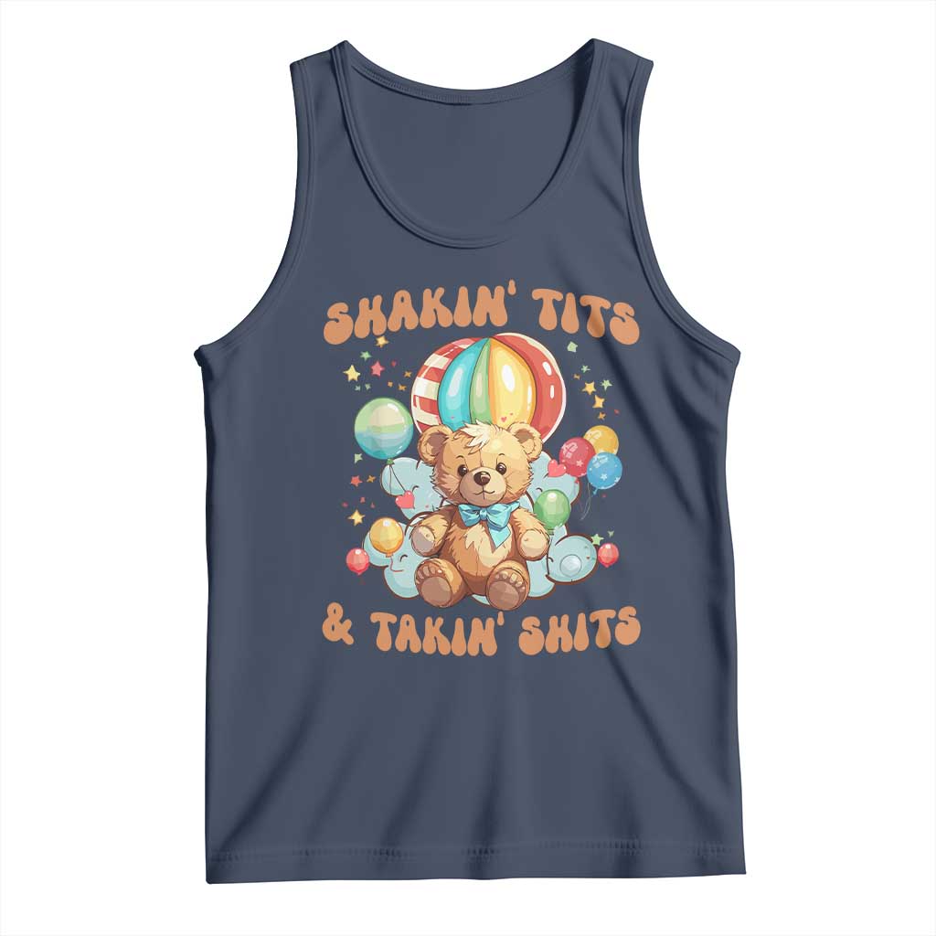 Shakin' Tits and Takin' Shits Tank Top Naughty Funny Inappropriate TS10 Navy Print Your Wear