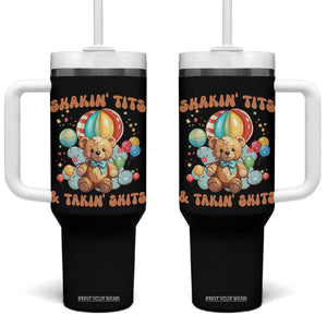 Shakin' Tits and Takin' Shits Tumbler With Handle Naughty Funny Inappropriate TS10 One Size: 40 oz Black Print Your Wear