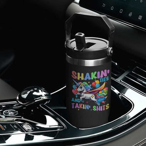 Shakin' Tits and Takin' Shits Flip Straw Tumbler Naughty Funny Unhinged Unicorn TS10 Print Your Wear