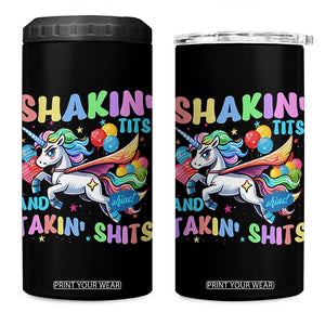 Shakin' Tits and Takin' Shits 4 in 1 Can Cooler Tumbler Naughty Funny Unhinged Unicorn TS10 One Size: 16 oz Black Print Your Wear