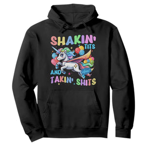 Shakin' Tits and Takin' Shits Hoodie Naughty Funny Unhinged Unicorn TS10 Black Print Your Wear