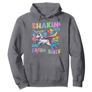 Shakin' Tits and Takin' Shits Hoodie Naughty Funny Unhinged Unicorn TS10 Charcoal Print Your Wear
