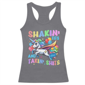 Shakin' Tits and Takin' Shits Racerback Tank Top Naughty Funny Unhinged Unicorn TS10 Charcoal Print Your Wear