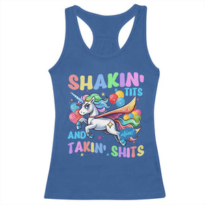 Shakin' Tits and Takin' Shits Racerback Tank Top Naughty Funny Unhinged Unicorn TS10 Royal Blue Print Your Wear