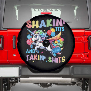 Shakin' Tits and Takin' Shits Spare Tire Cover Naughty Funny Unhinged Unicorn TS10 Black Print Your Wear