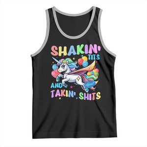 Shakin' Tits and Takin' Shits Tank Top Naughty Funny Unhinged Unicorn TS10 Black Athletic Heather Print Your Wear