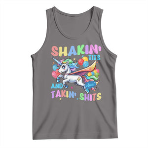 Shakin' Tits and Takin' Shits Tank Top Naughty Funny Unhinged Unicorn TS10 Deep Heather Print Your Wear