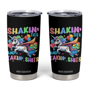 Shakin' Tits and Takin' Shits Tumbler Cup Naughty Funny Unhinged Unicorn TS10 Black Print Your Wear