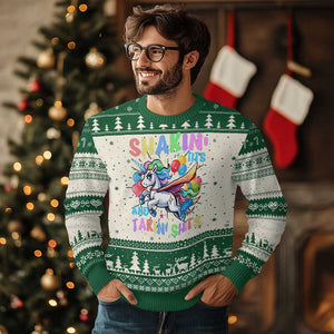 Shakin' Tits and Takin' Shits Knit Sweatshirt Naughty Funny Unhinged Unicorn TS10 Green Print Your Wear