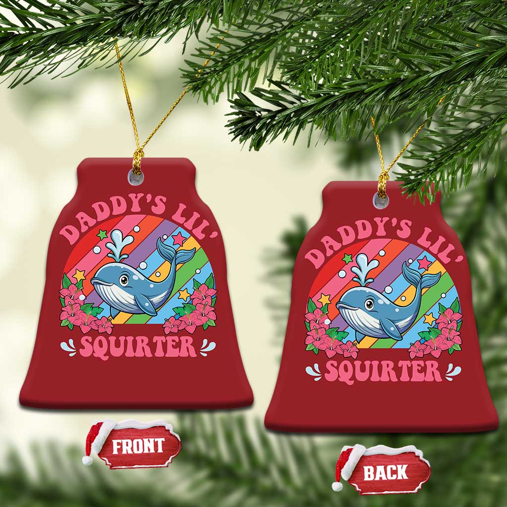 Funny Daddy's Lil Squirter Inappropriate Embarrassing Christmas Ornament TS10 Bell Flake Red Print Your Wear
