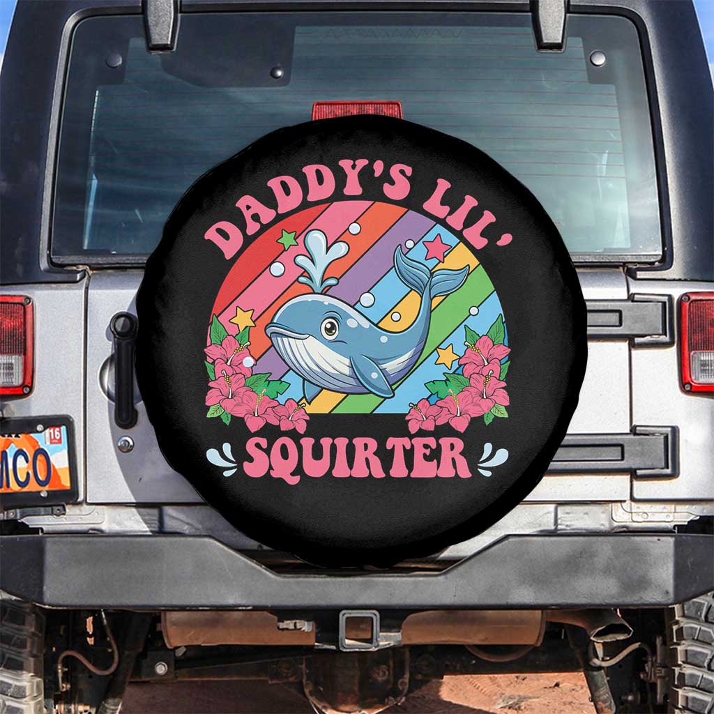 Funny Daddy's Lil Squirter Inappropriate Embarrassing Spare Tire Cover TS10 No hole Black Print Your Wear