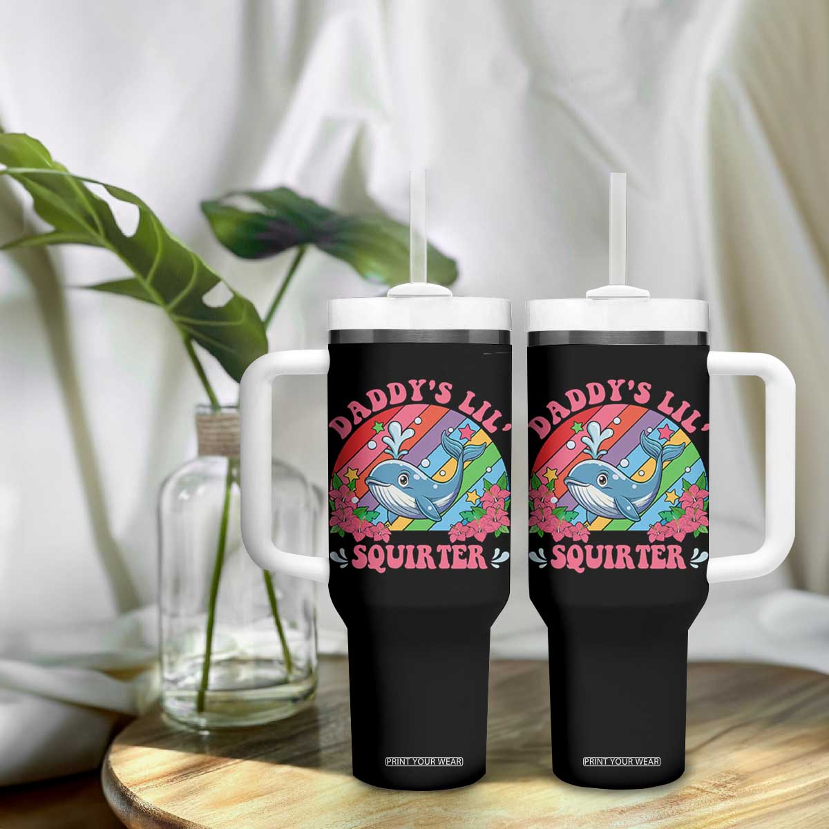 Funny Daddy's Lil Squirter Inappropriate Embarrassing Tumbler With Handle TS10 Print Your Wear