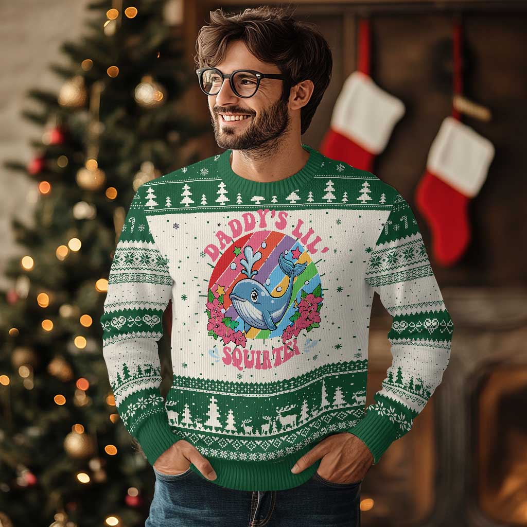 Funny Daddy's Lil Squirter Inappropriate Embarrassing Knit Sweatshirt TS10 Green Print Your Wear