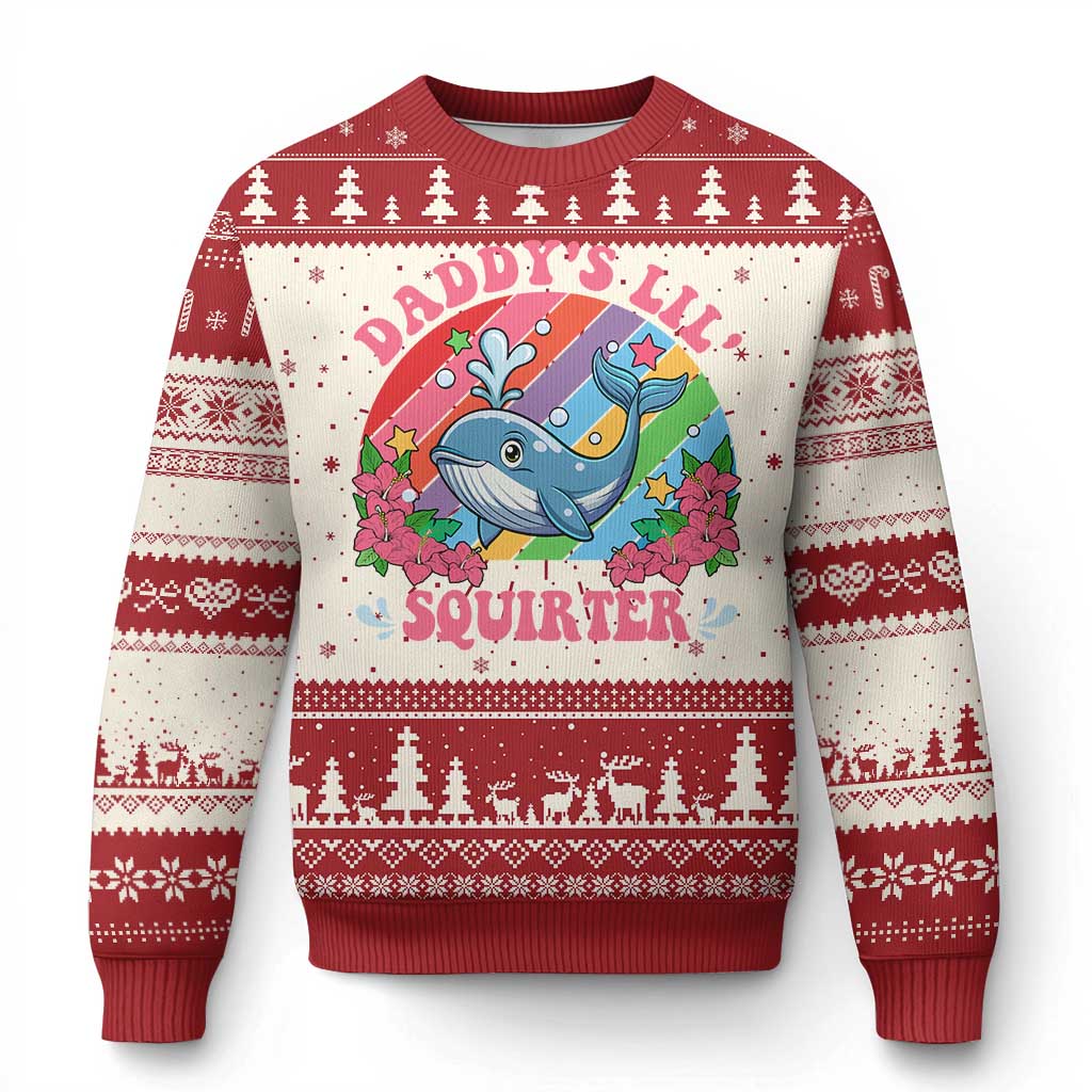 Funny Daddy's Lil Squirter Inappropriate Embarrassing Knit Sweatshirt TS10 Red Print Your Wear