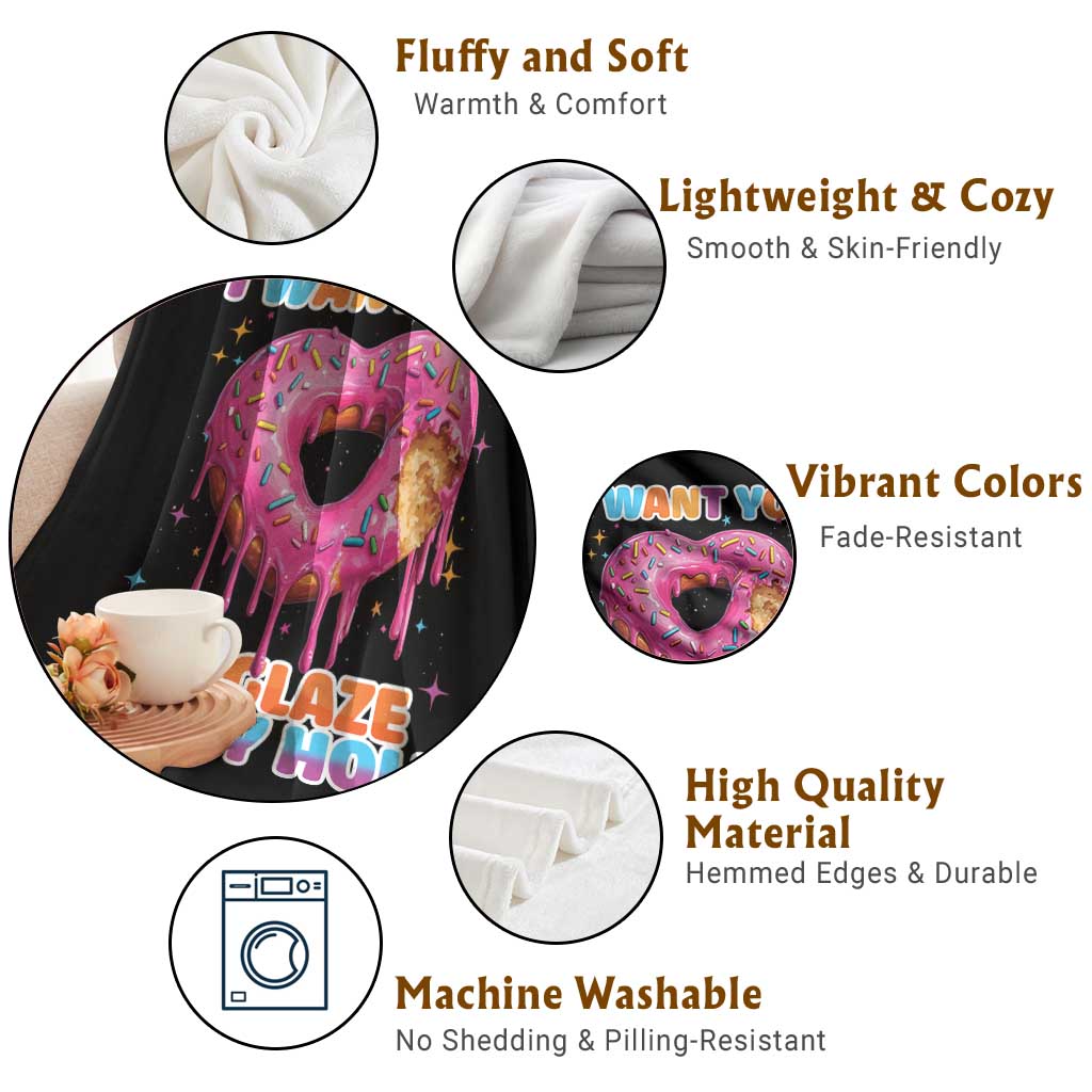 Funny Offensive Embarrassing Throw Blanket I Want You to Glaze My Hole Adult Humor Donut TS10 Print Your Wear