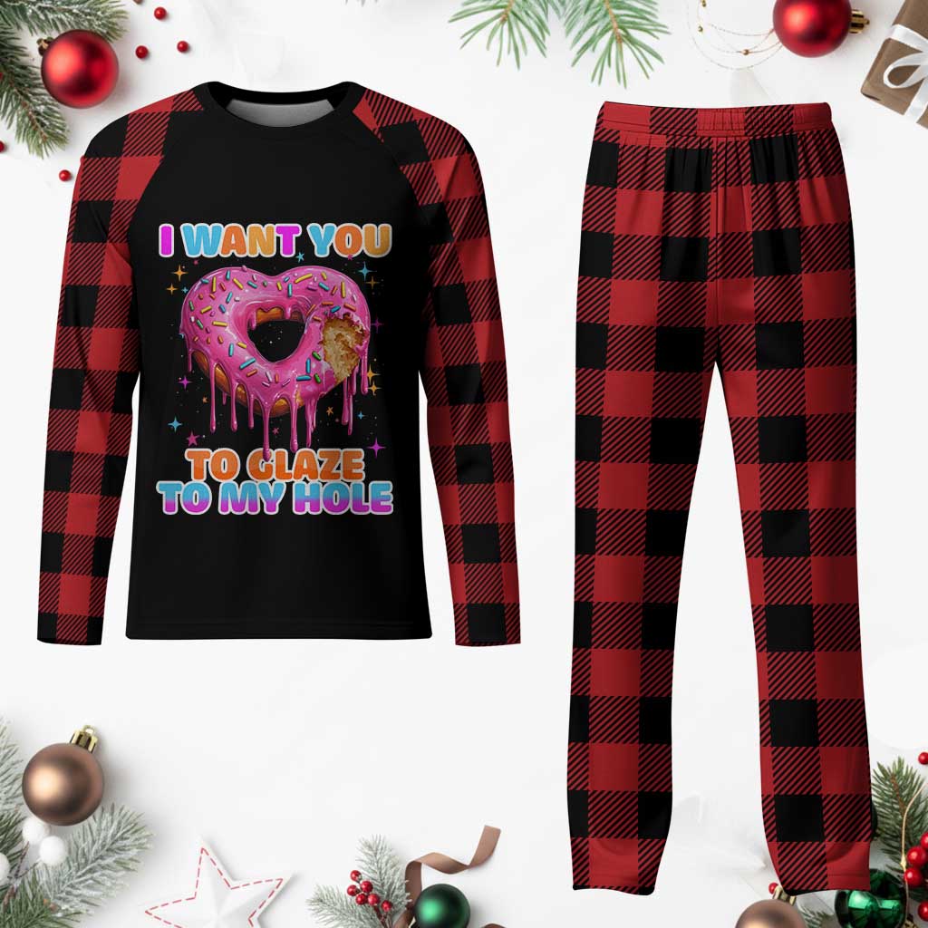 Funny Offensive Embarrassing Plaid Pajama Set I Want You to Glaze My Hole Adult Humor Donut TS10 Buffalo Plaid Print Your Wear