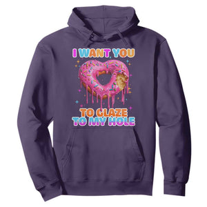 Funny Offensive Embarrassing Hoodie I Want You to Glaze My Hole Adult Humor Donut TS10 Purple Print Your Wear