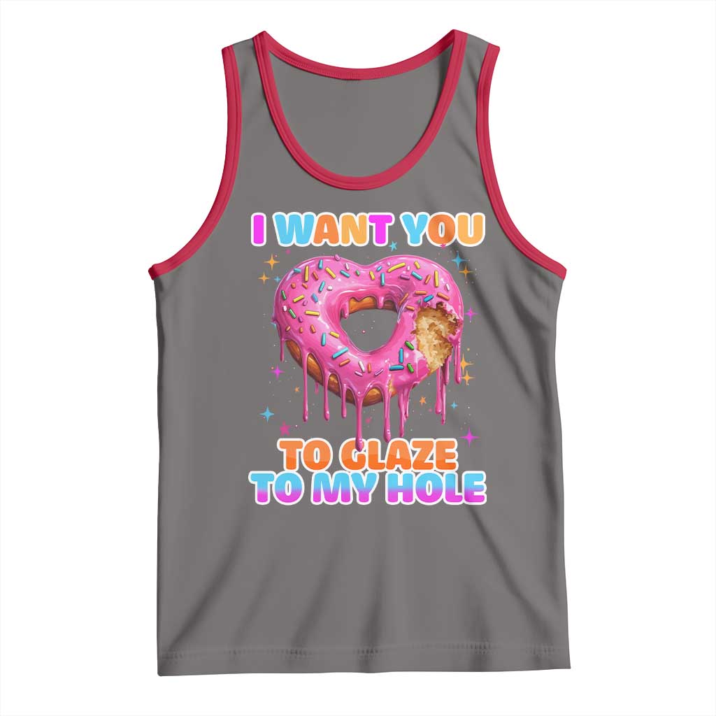 Funny Offensive Embarrassing Tank Top I Want You to Glaze My Hole Adult Humor Donut TS10 Deep Heather Red Print Your Wear