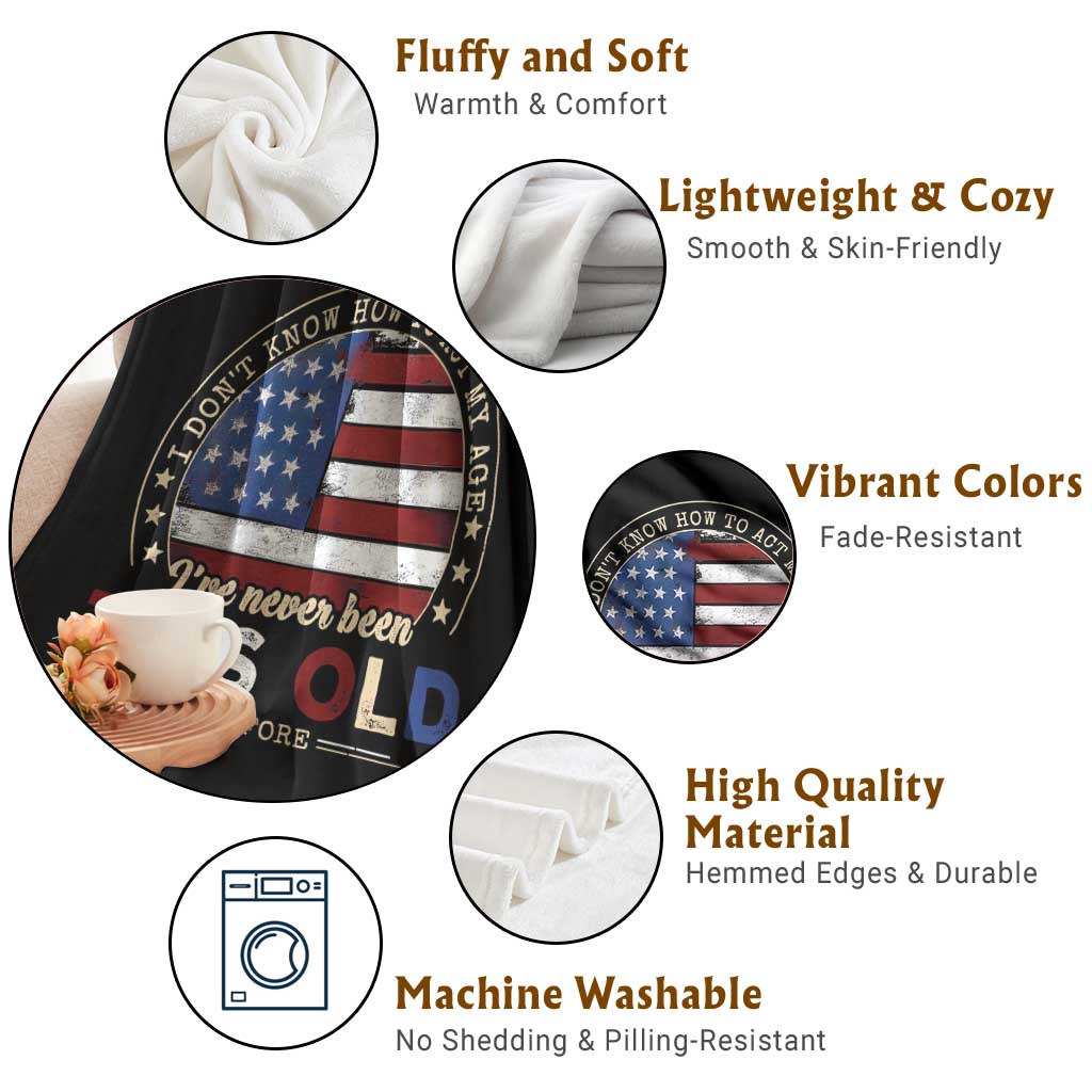 Dont Know How To Act My Age Throw Blanket Vintage Funny Old Man Saying American Flag TS10 Print Your Wear