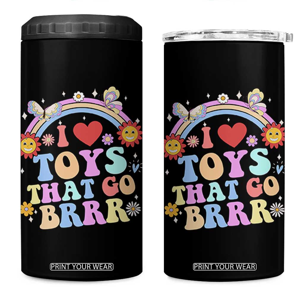 Funny Embarrassing 4 in 1 Can Cooler Tumbler I Love Toys That Go Brrr Adult Humor TS10 One Size: 16 oz Black Print Your Wear