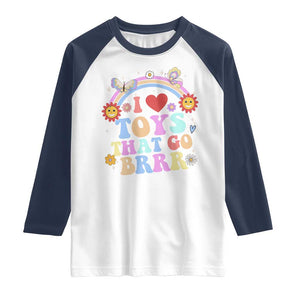 Funny Embarrassing Raglan Shirt I Love Toys That Go Brrr Adult Humor TS10 White Navy Print Your Wear