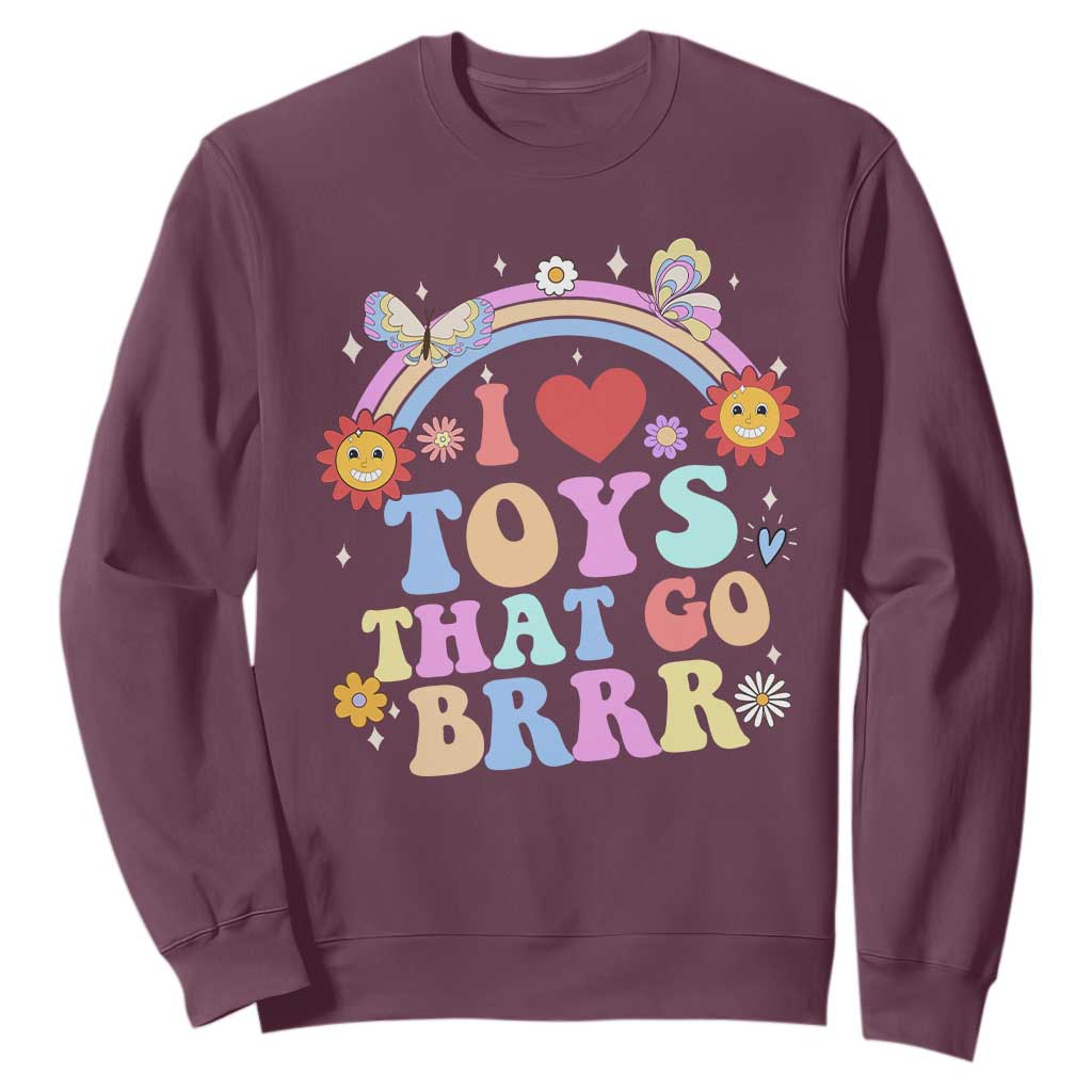 Funny Embarrassing Sweatshirt I Love Toys That Go Brrr Adult Humor TS10 Maroon Print Your Wear