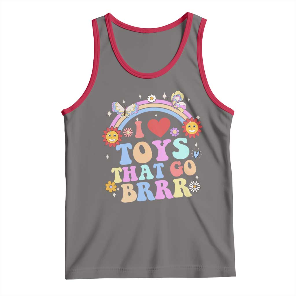 Funny Embarrassing Tank Top I Love Toys That Go Brrr Adult Humor TS10 Deep Heather Red Print Your Wear