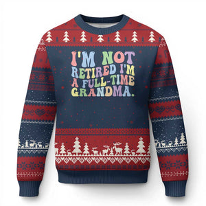 Retired Grandma Ugly Christmas Sweater Funny Retirement Gifts For Grandma TS10 Navy Red Print Your Wear