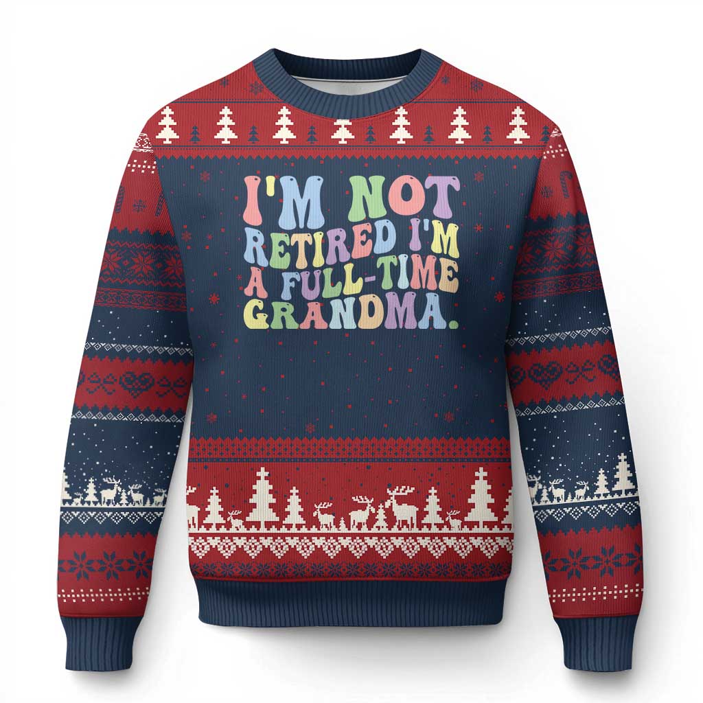 Retired Grandma Ugly Christmas Sweater Funny Retirement Gifts For Grandma TS10 Navy Red Print Your Wear