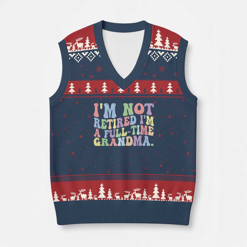Retired Grandma V-Neck Knit Sweater Vest Funny Retirement Gifts For Grandma TS10 Navy Red Print Your Wear
