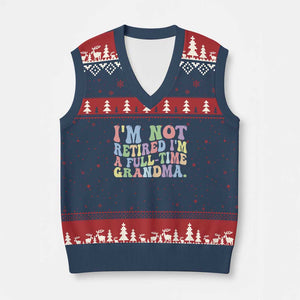 Retired Grandma V-Neck Knit Sweater Vest Funny Retirement Gifts For Grandma TS10 Navy Red Print Your Wear
