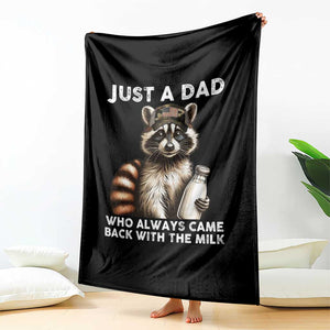 Just A Dad Who Always Came Back With The Milk Throw Blanket Retro Raccoon Camo Fathers Day TS10 Print Your Wear