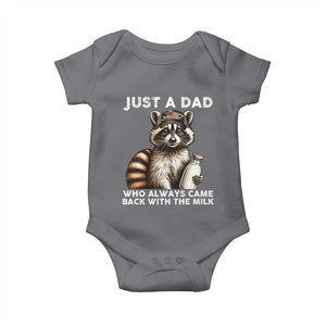 Just A Dad Who Always Came Back With The Milk Baby Onesie Retro Raccoon Camo Fathers Day TS10 Charcoal Print Your Wear