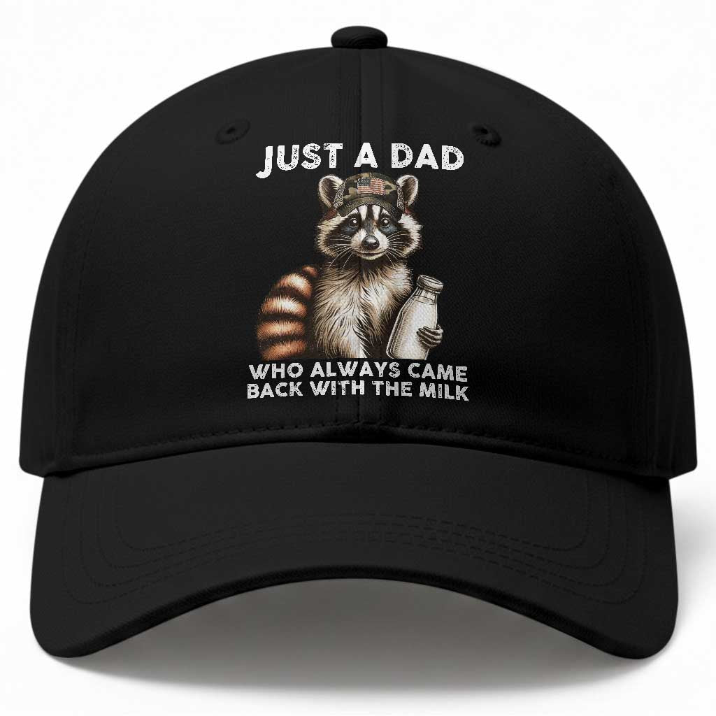 Just A Dad Who Always Came Back With The Milk Baseball Cap Retro Raccoon Camo Fathers Day