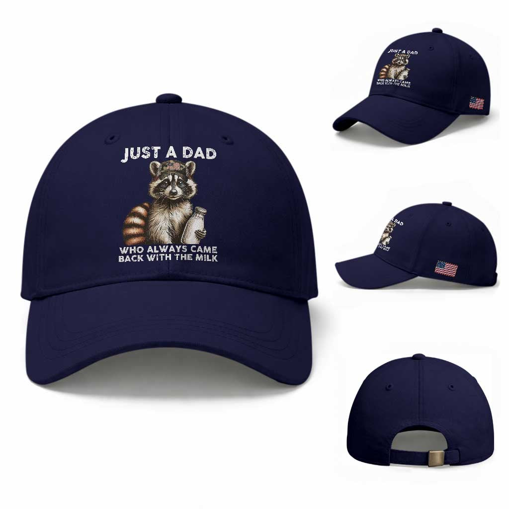 Just A Dad Who Always Came Back With The Milk Baseball Cap Retro Raccoon Camo Fathers Day