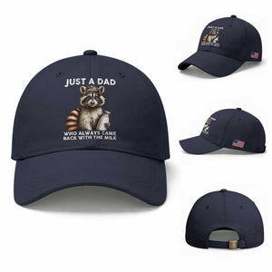 Just A Dad Who Always Came Back With The Milk Baseball Cap Retro Raccoon Camo Fathers Day