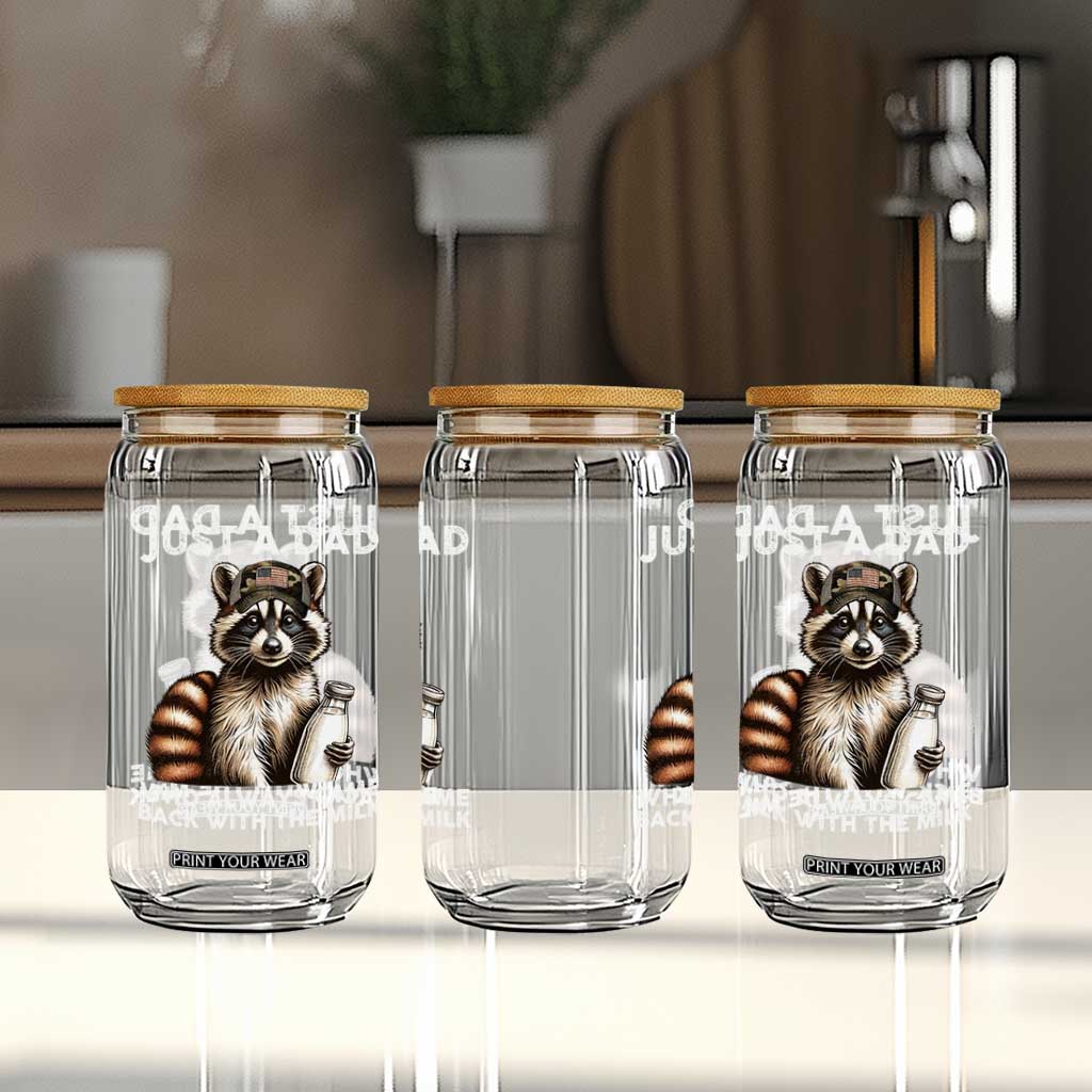 Just A Dad Who Always Came Back With The Milk Glass Can Retro Raccoon Camo Fathers Day TS10 Print Your Wear