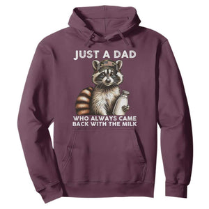 Just A Dad Who Always Came Back With The Milk Hoodie Retro Raccoon Camo Fathers Day TS10 Maroon Print Your Wear