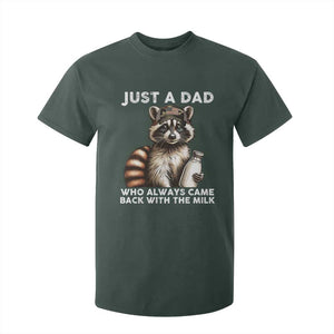 Just A Dad Who Always Came Back With The Milk T Shirt For Kid Retro Raccoon Camo Fathers Day TS10 Dark Forest Green Print Your Wear