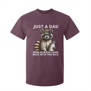 Just A Dad Who Always Came Back With The Milk T Shirt For Kid Retro Raccoon Camo Fathers Day TS10 Maroon Print Your Wear
