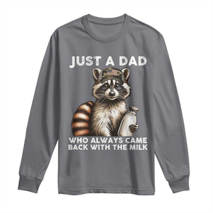 Just A Dad Who Always Came Back With The Milk Long Sleeve Shirt Retro Raccoon Camo Fathers Day TS10 Charcoal Print Your Wear