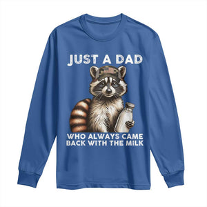 Just A Dad Who Always Came Back With The Milk Long Sleeve Shirt Retro Raccoon Camo Fathers Day TS10 Royal Blue Print Your Wear