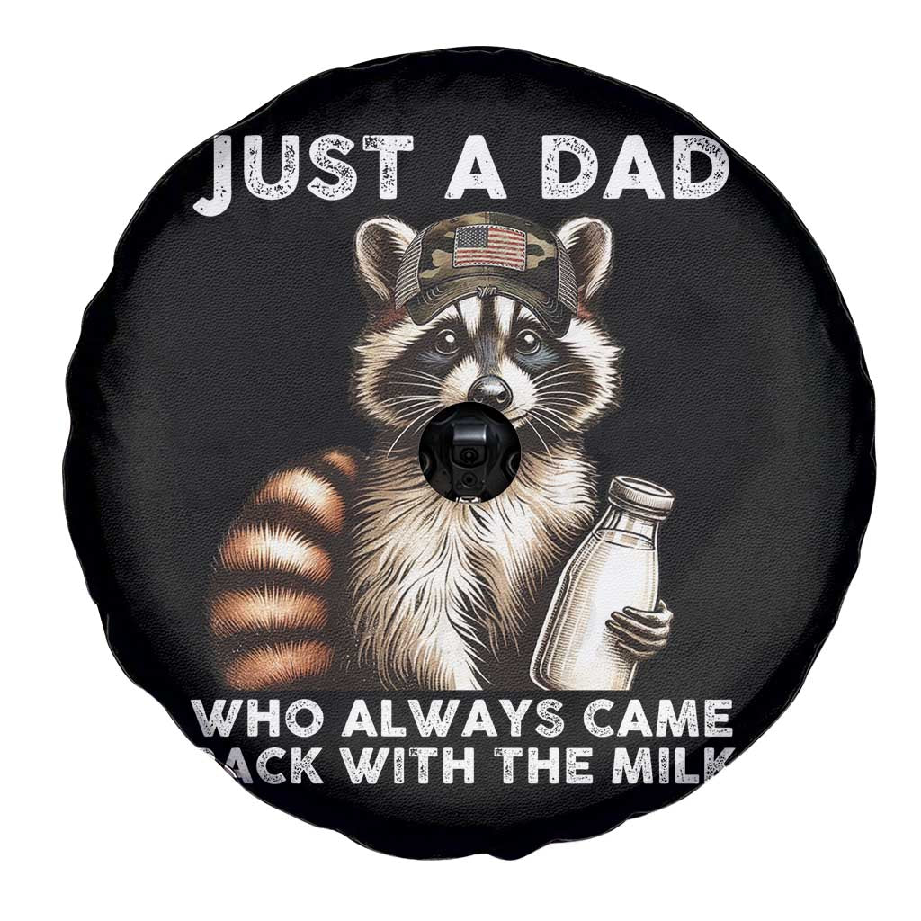 Just A Dad Who Always Came Back With The Milk Spare Tire Cover Retro Raccoon Camo Fathers Day TS10 Print Your Wear