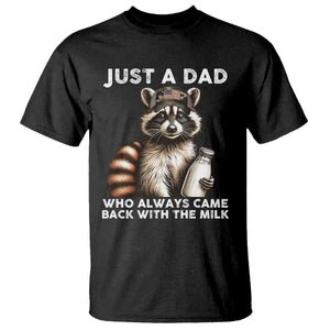 Just A Dad Who Always Came Back With The Milk T Shirt Retro Raccoon Camo Fathers Day TS10 Black Print Your Wear